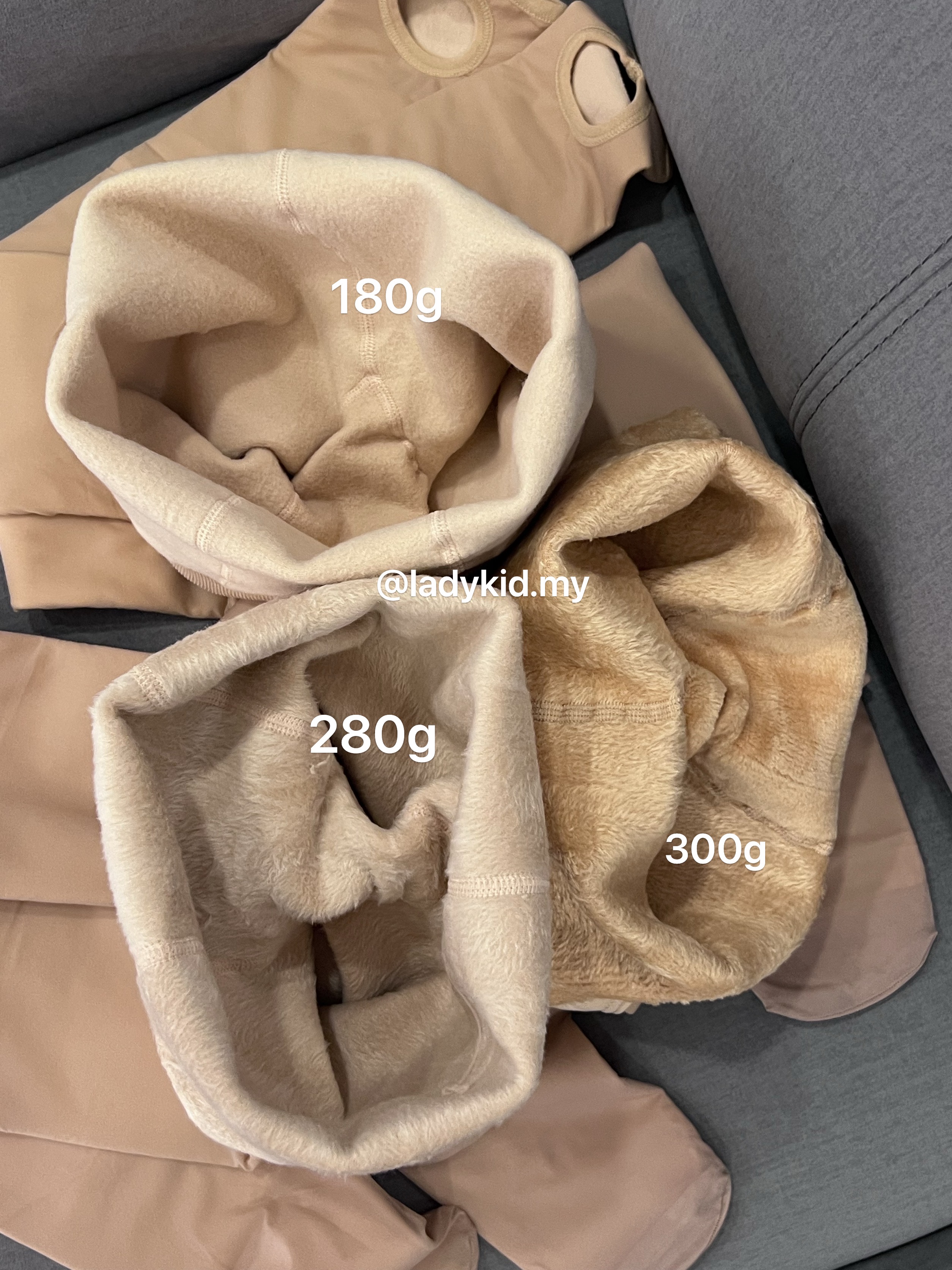 ladykid thickness comparison 180g 280g 300g